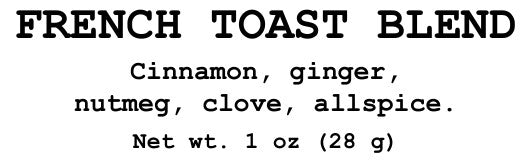 French Toast Blend, 1.5-ounce (42 g) Spice Mix - Great for Pumpkin Pie!
