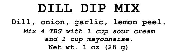Dill Dip Mix, 1.5-ounce (42 grams) Herbal Seasoning Blend - Make your own dill chip or cracker dip!