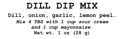 Dill Dip Mix, 1.5-ounce (42 grams) Herbal Seasoning Blend - Make your own dill chip or cracker dip!