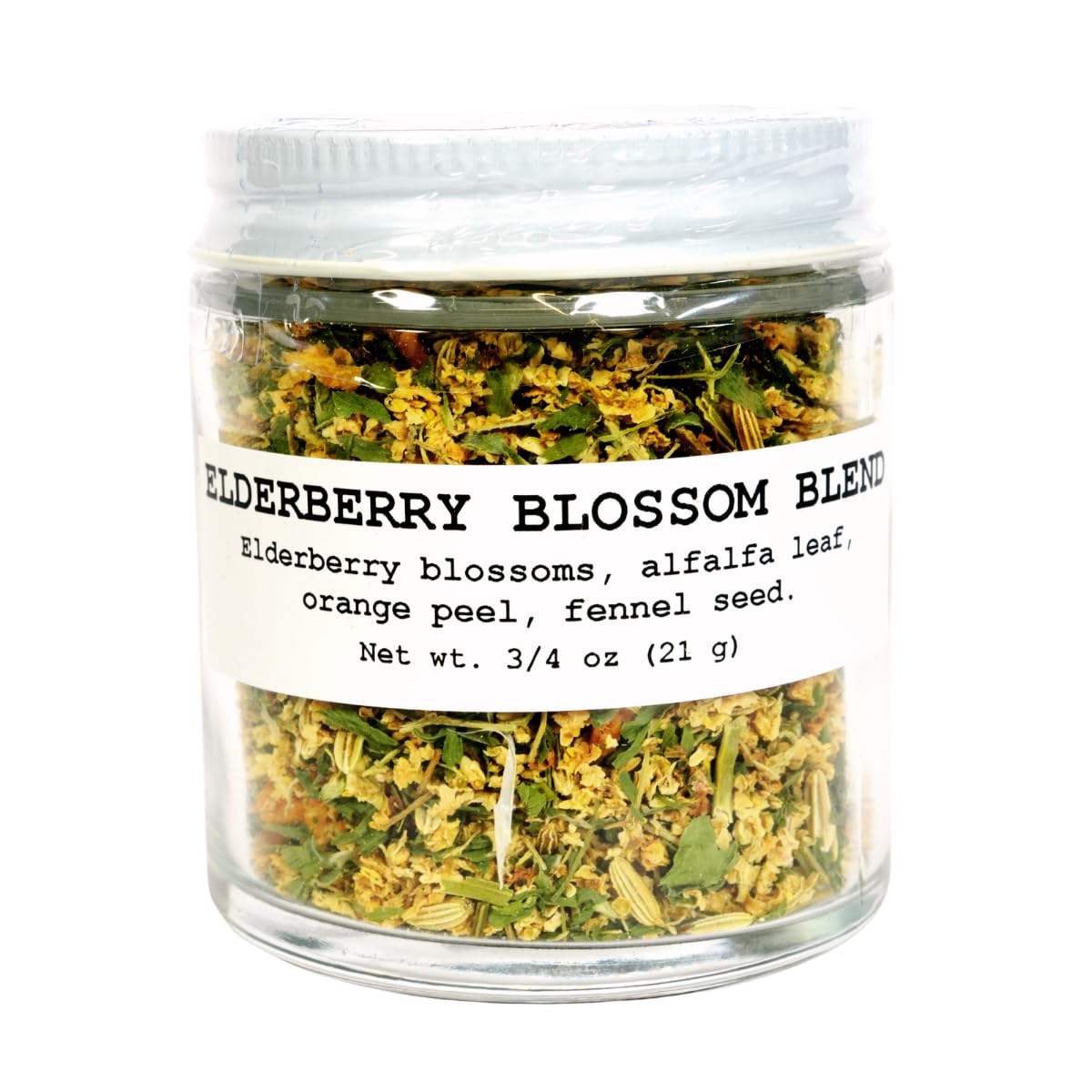 Smoke Camp Crafts Elderberry Blossom Herbal Tea Blend 3/4 oz (21 grams) featuring Elderberry Blossoms, Alfalfa Leaf, Orange Peel, Fennel Seed