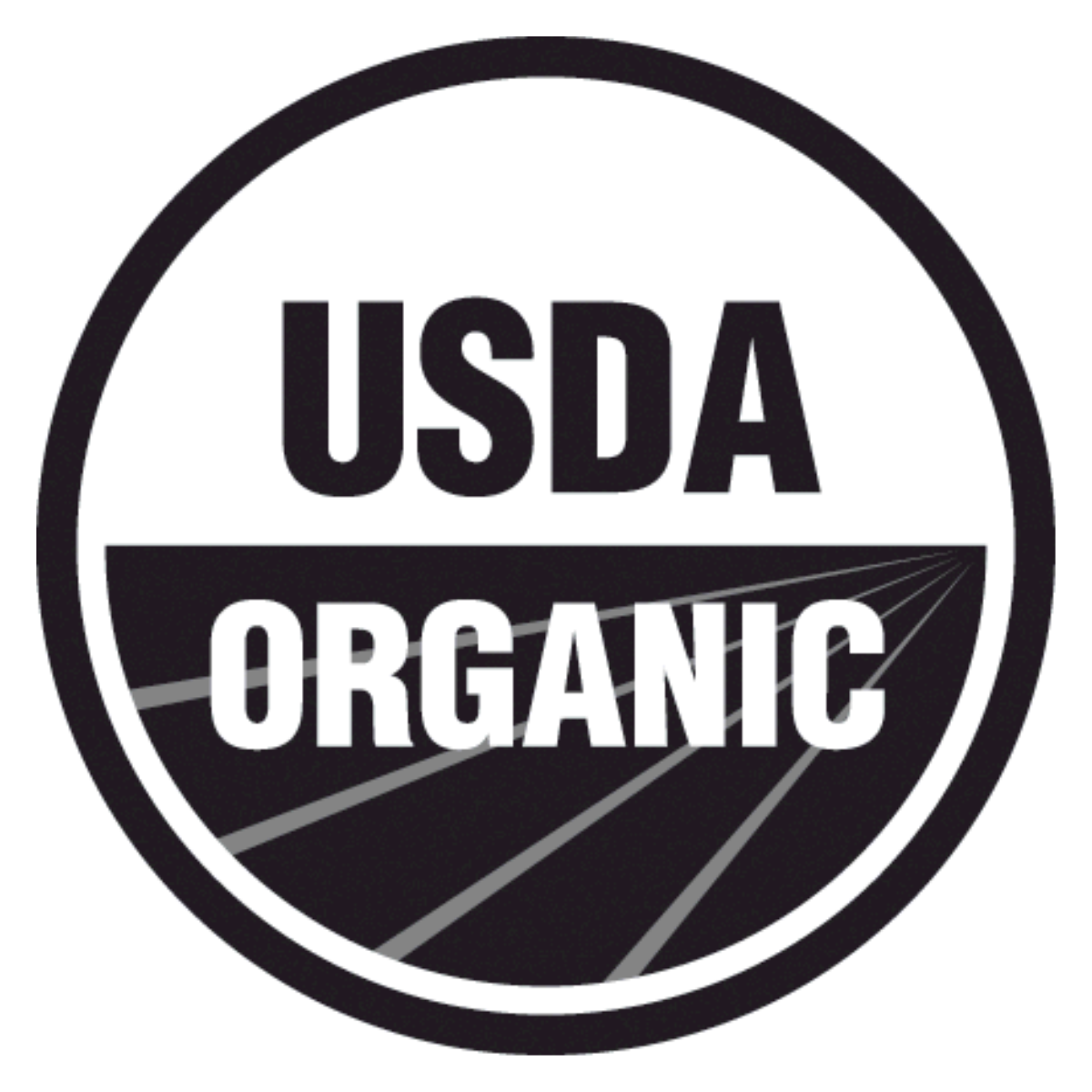 The USDA Organic logo, in black and white, features bold USDA above ORGANIC within a circle and stylized field lines—on Zucchini, Black Beauty (Cucurbita pepo) 50 Organic Seeds (3g) by Smoke Camp Crafts.