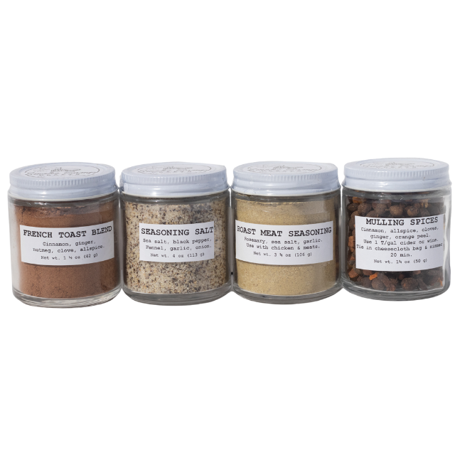 Seasonal Sampler of 12 Artisanal Goods | 4 Jams & Jellies, 4 Tea Blends, and 4 Culinary Blends | Chef Gift Set