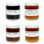 Four Pack Traditional Jam and Jelly Gift Set | Sassafrass Jelly | Elderberry Grape Jelly |Strawberry Rhubarb Jam | Dandelion Blossom Jelly | 4-pack 5 oz Jars