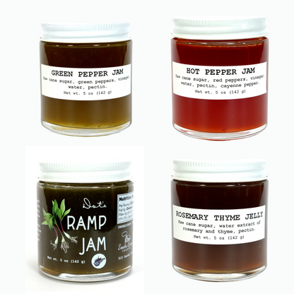 Four Pack Jam & Jelly Gift Set | Savory Jam & Jelly Collection |  Ramp  | Spiced Tomato | Green Pepper | Hot Pepper | 4-pack 5 oz Jars